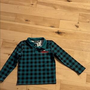 Checkered Kids Polo with Car Embroidery